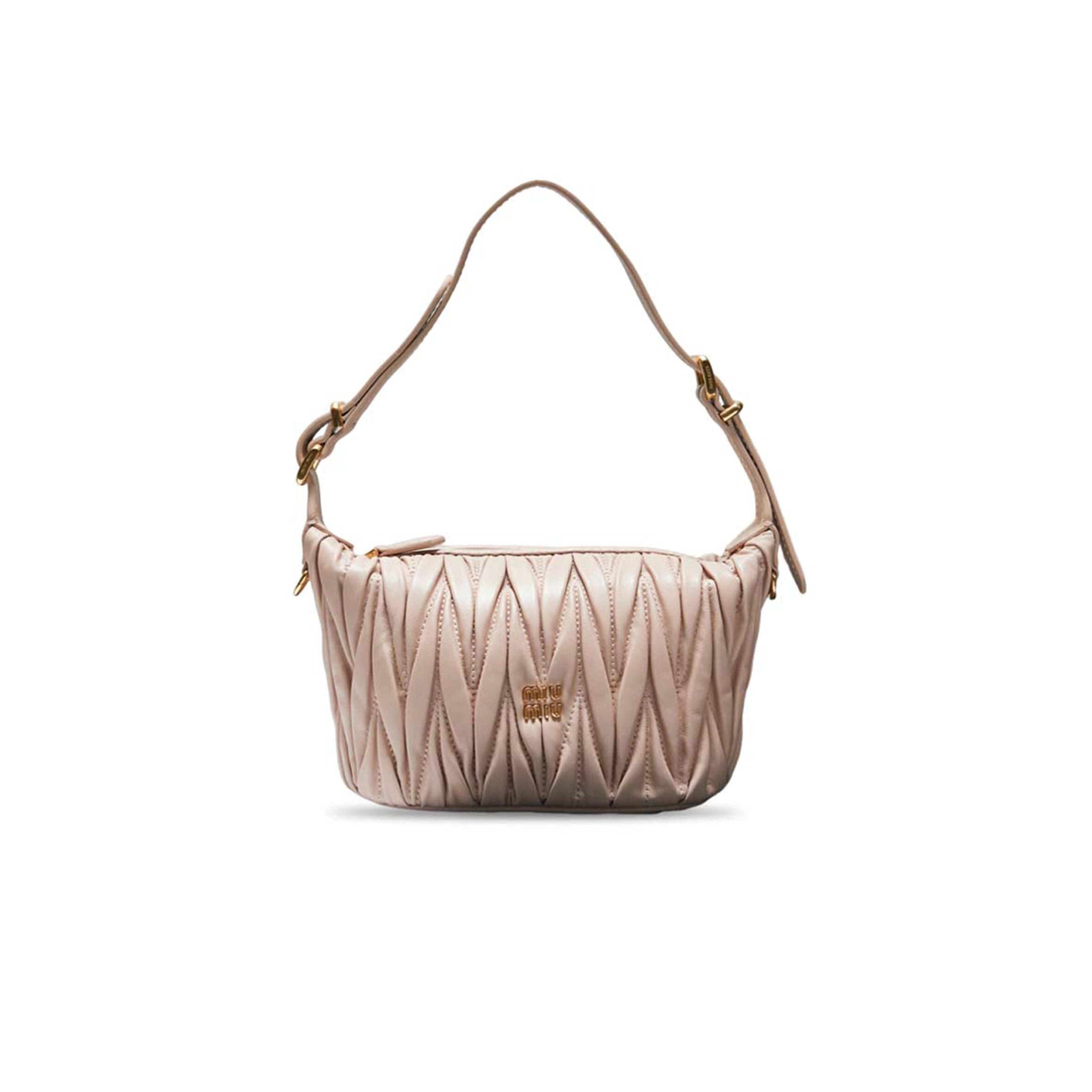 MIU MIU NAPPA MATELASSE POUCH SABBIA CAFFE 5NE026 (15*8.5*8cm)